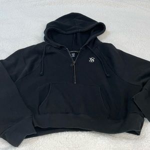 Victoria's Secret On Point Cropped Hoodie In Black Womens Sz XXL. Half-zip.